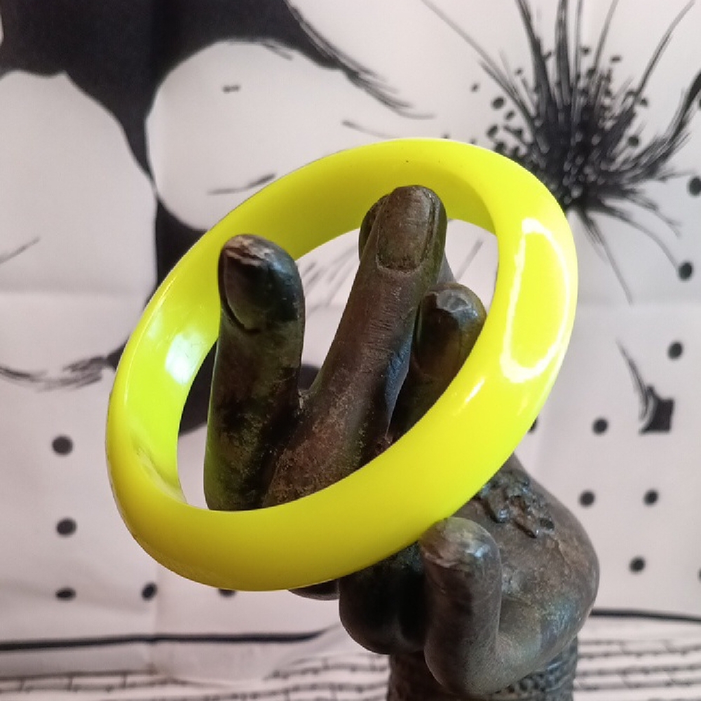 Bright Yellow Plastic Bangle Bracelet Vintage 1980s